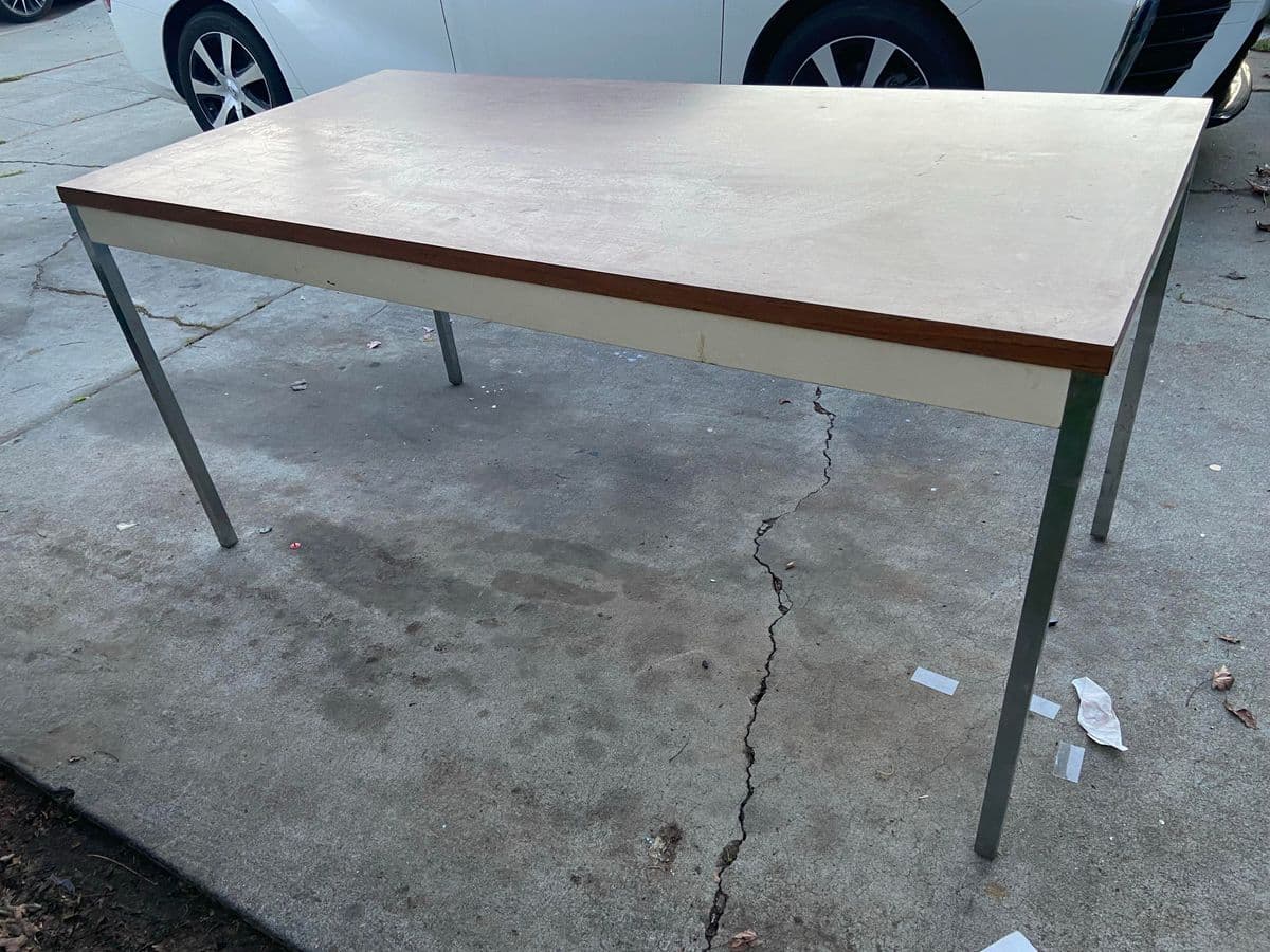 1980s Steelcase Vintage Metal Table - Thumbnail 4