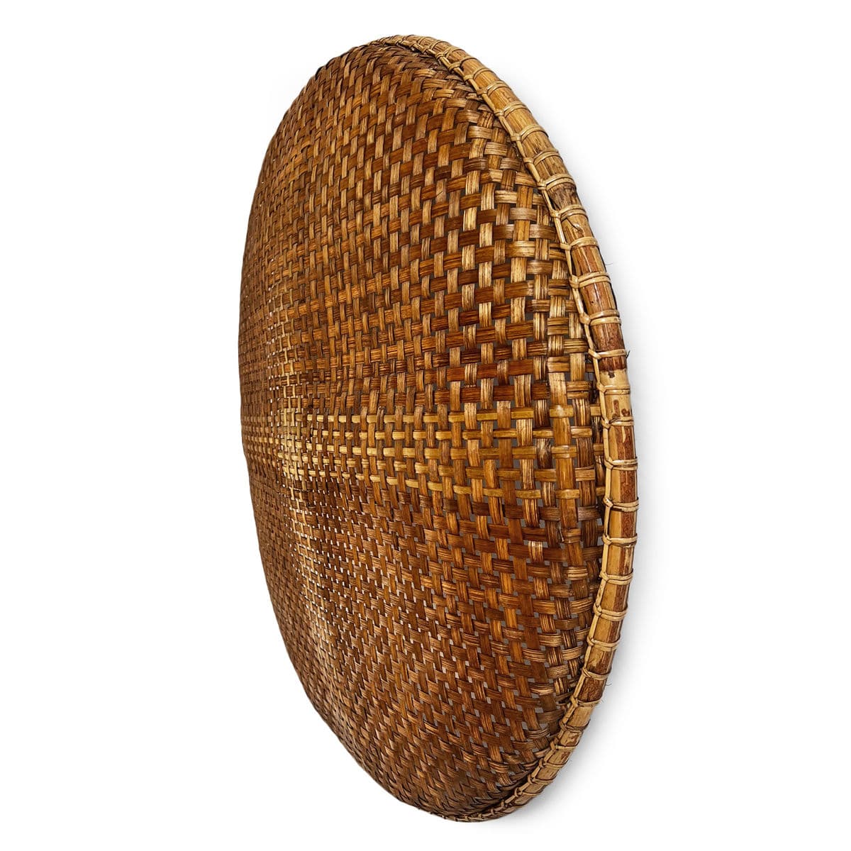 Bamboo Woven Round Basket Tray Medium - Thumbnail 5