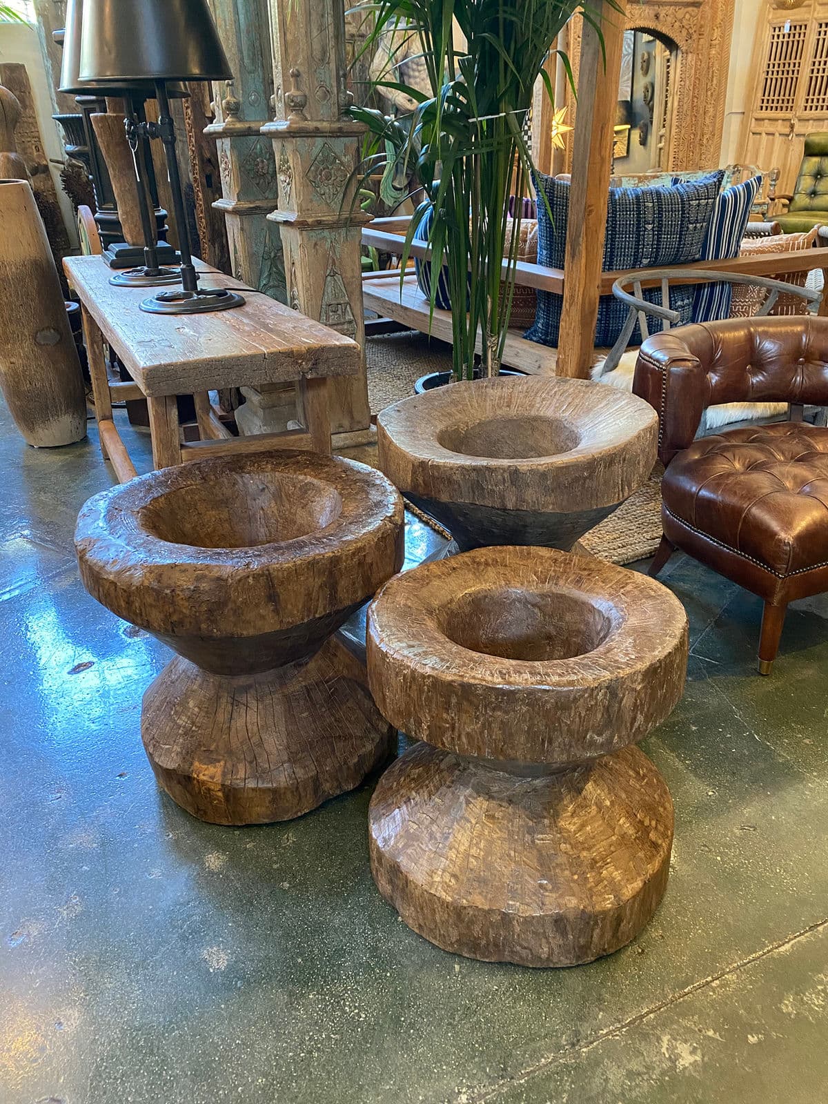 Vintage Large Naga Wood Pestle Pot - Thumbnail 5