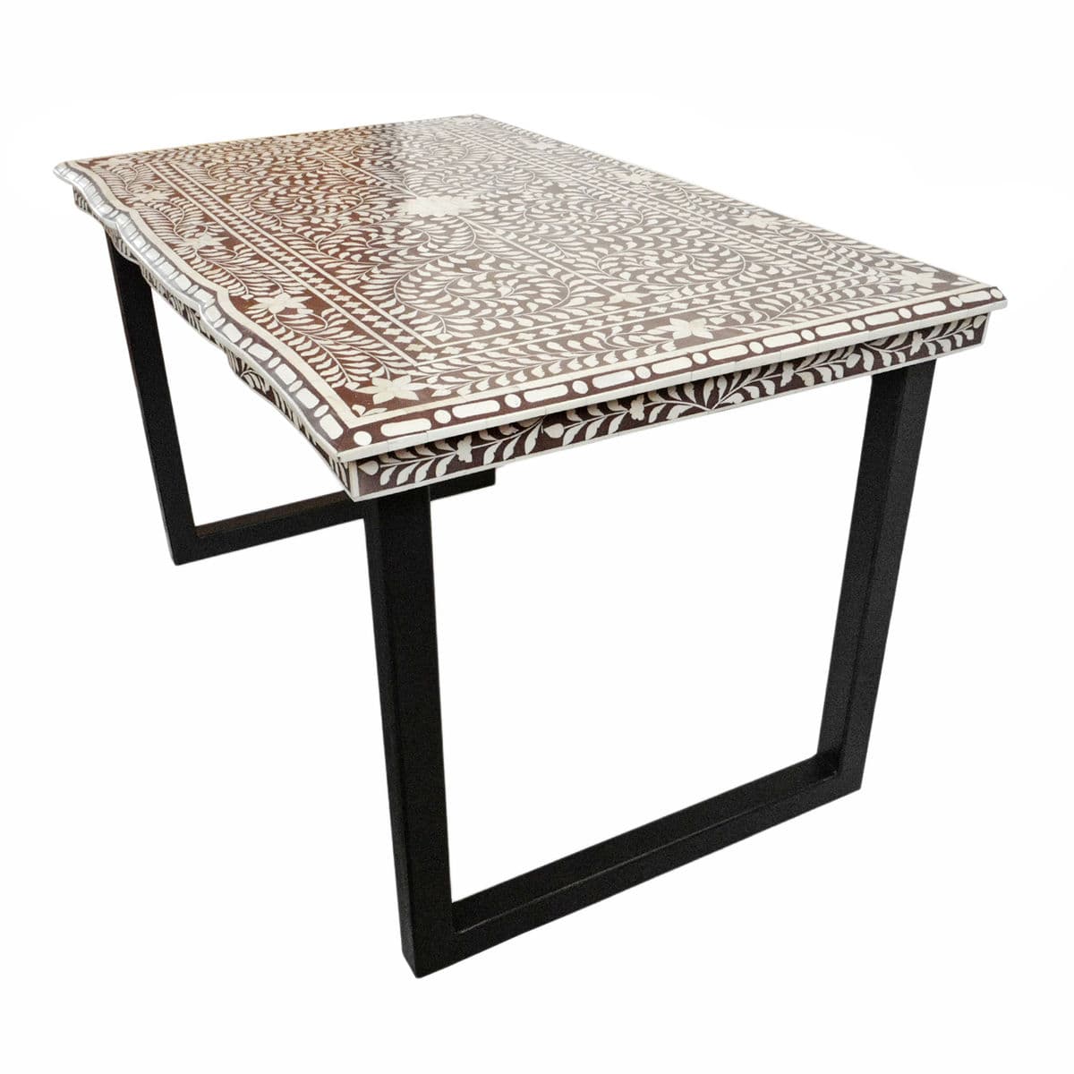 Chocolate Brown & White Inlay Desk - Thumbnail 5