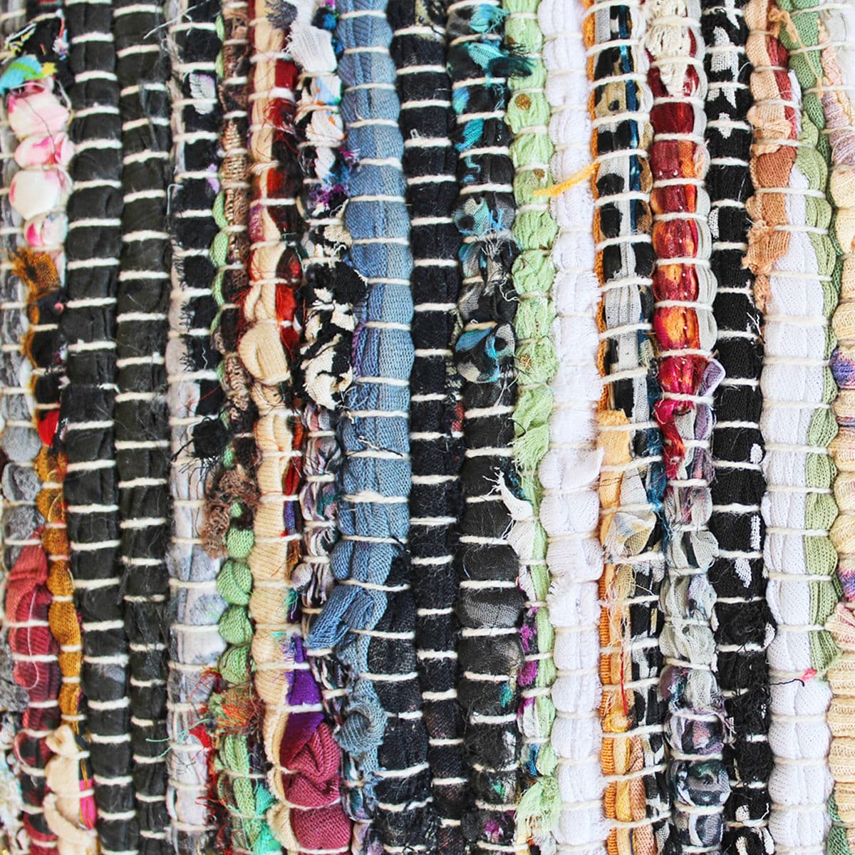 Colorful Sari Rug Pouf Ottoman - Thumbnail 5