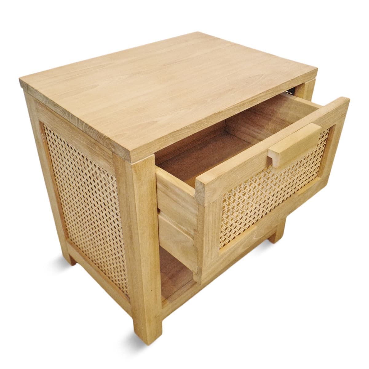 Teak & Rattan Cane Nightstand - Thumbnail 5