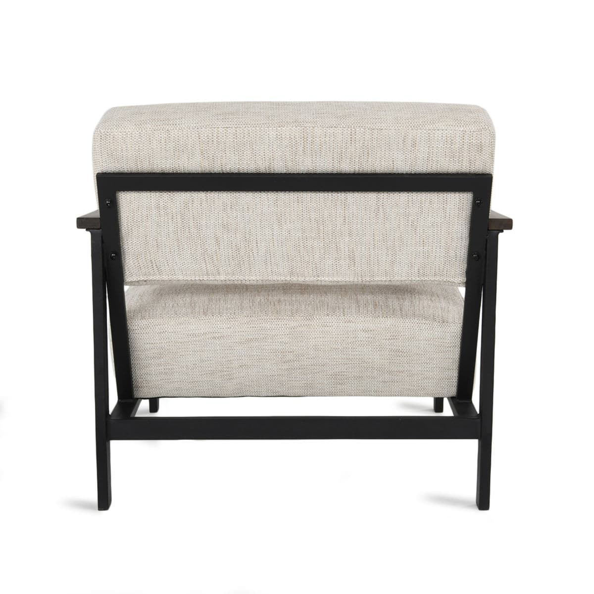 Wide Iron Oak  Linen Arm Chair - Thumbnail 5