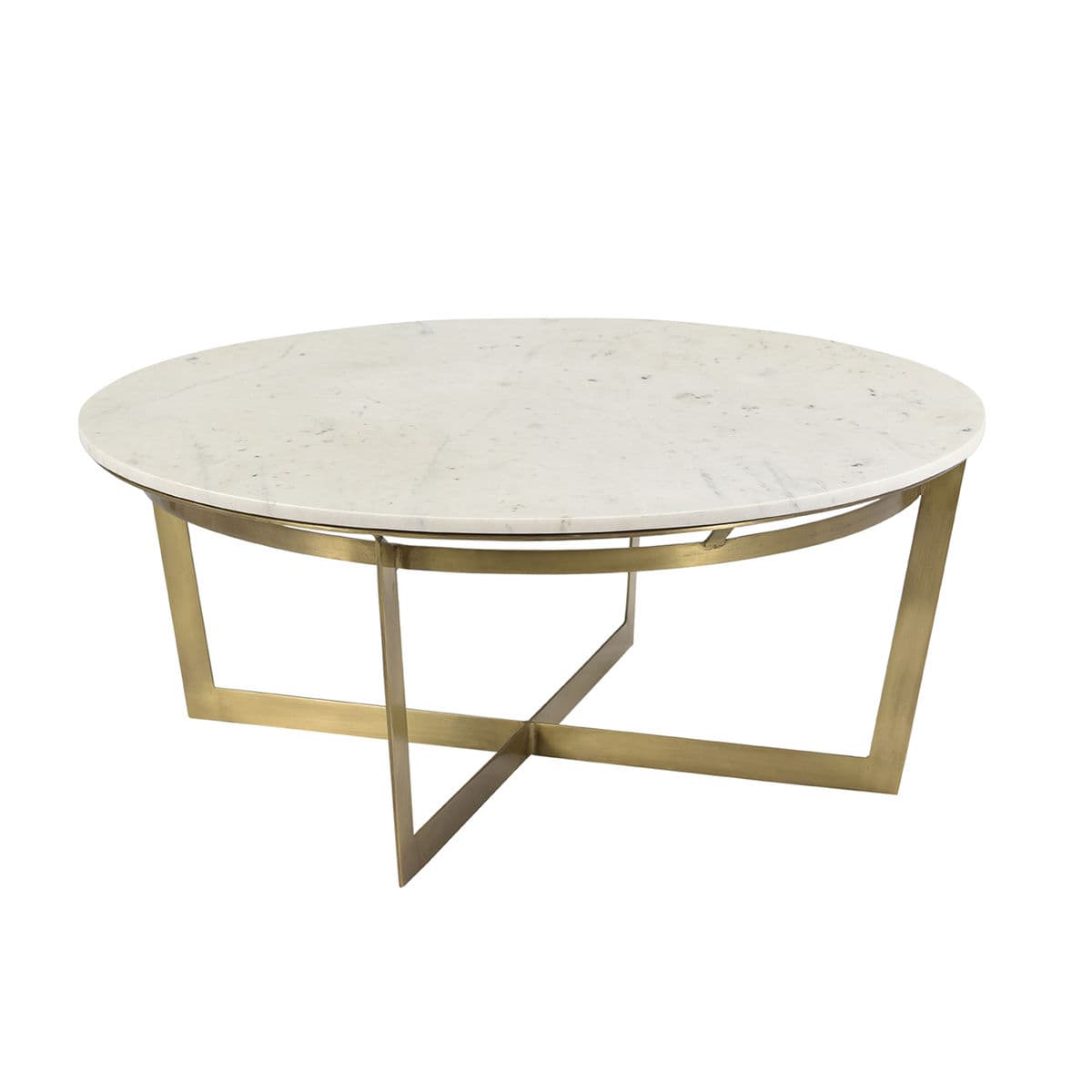 Marble & Brass Round Coffee Table - Thumbnail 5