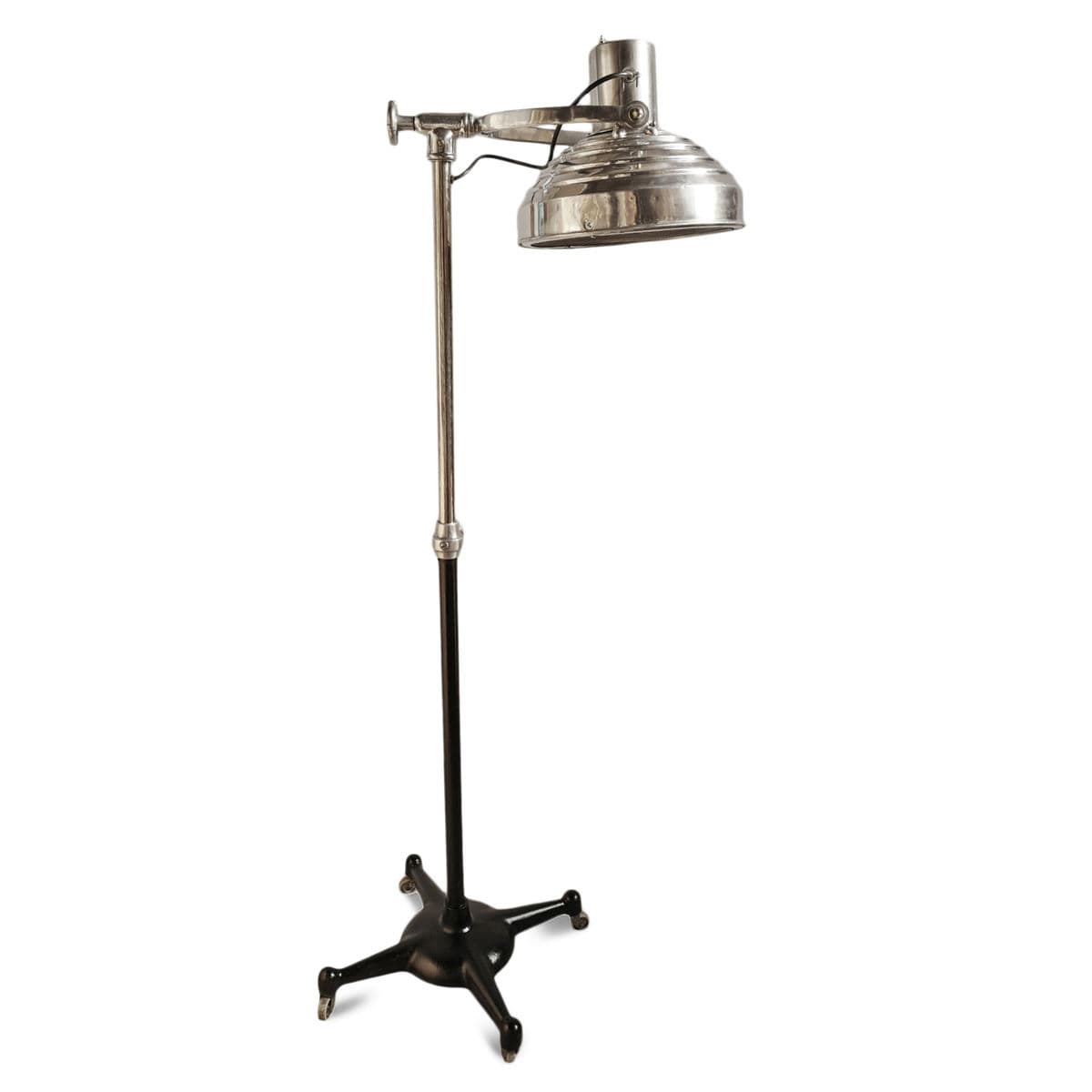 Vintage Chrome Industrial Floor Lamp on Wheels - Thumbnail 5