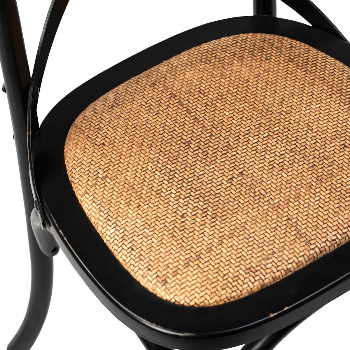 Antiqued Black Wood & Rattan Dining Chair - Thumbnail 5