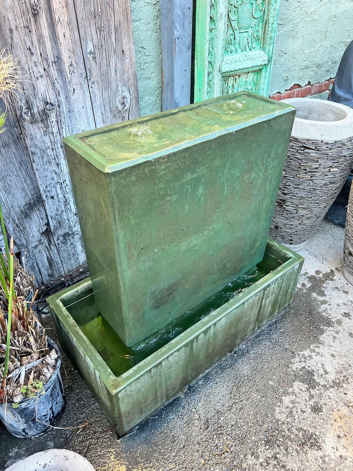 Modern Green Cement Box Fountain - Thumbnail 5