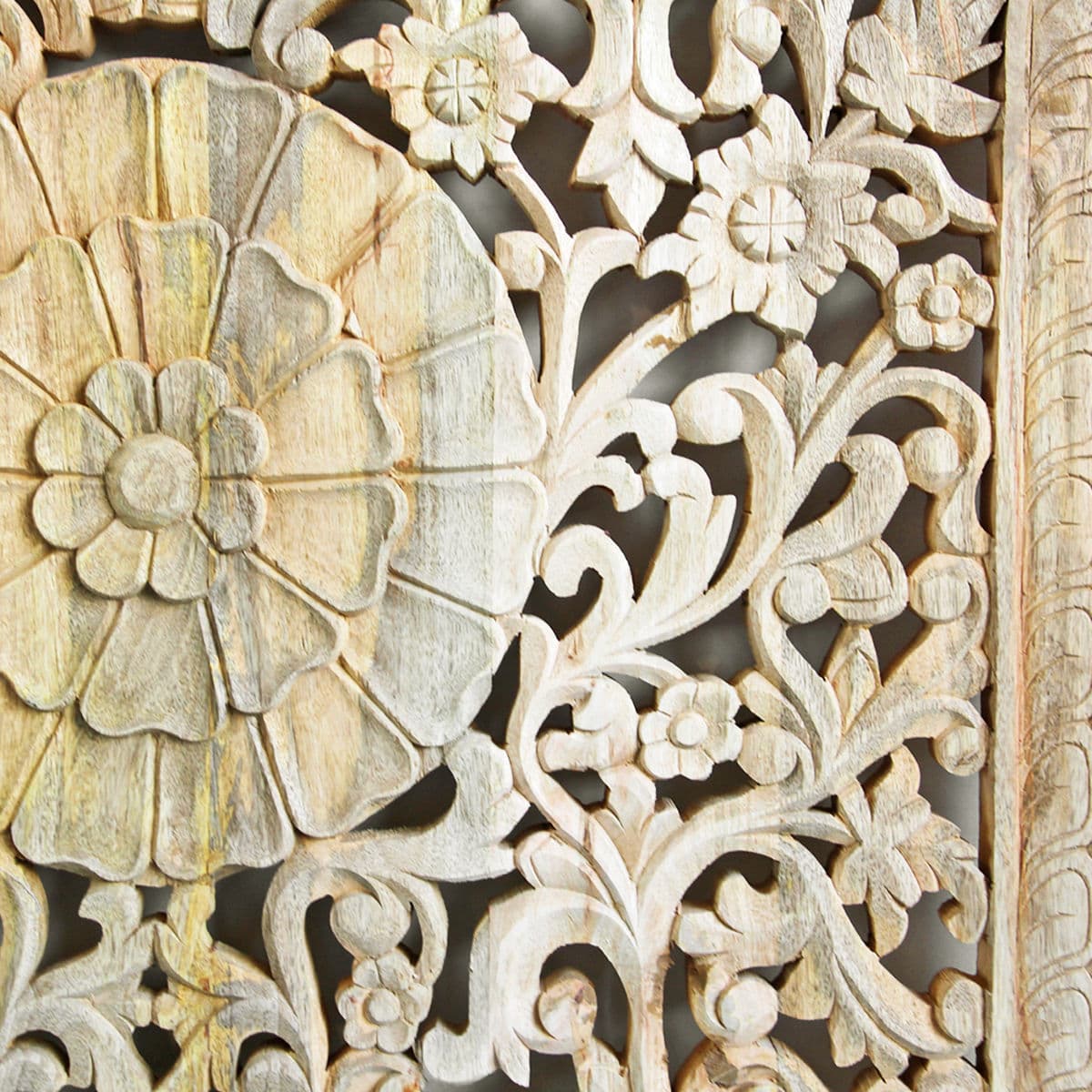 Carved Raw Wood Medallion Panel - Thumbnail 5