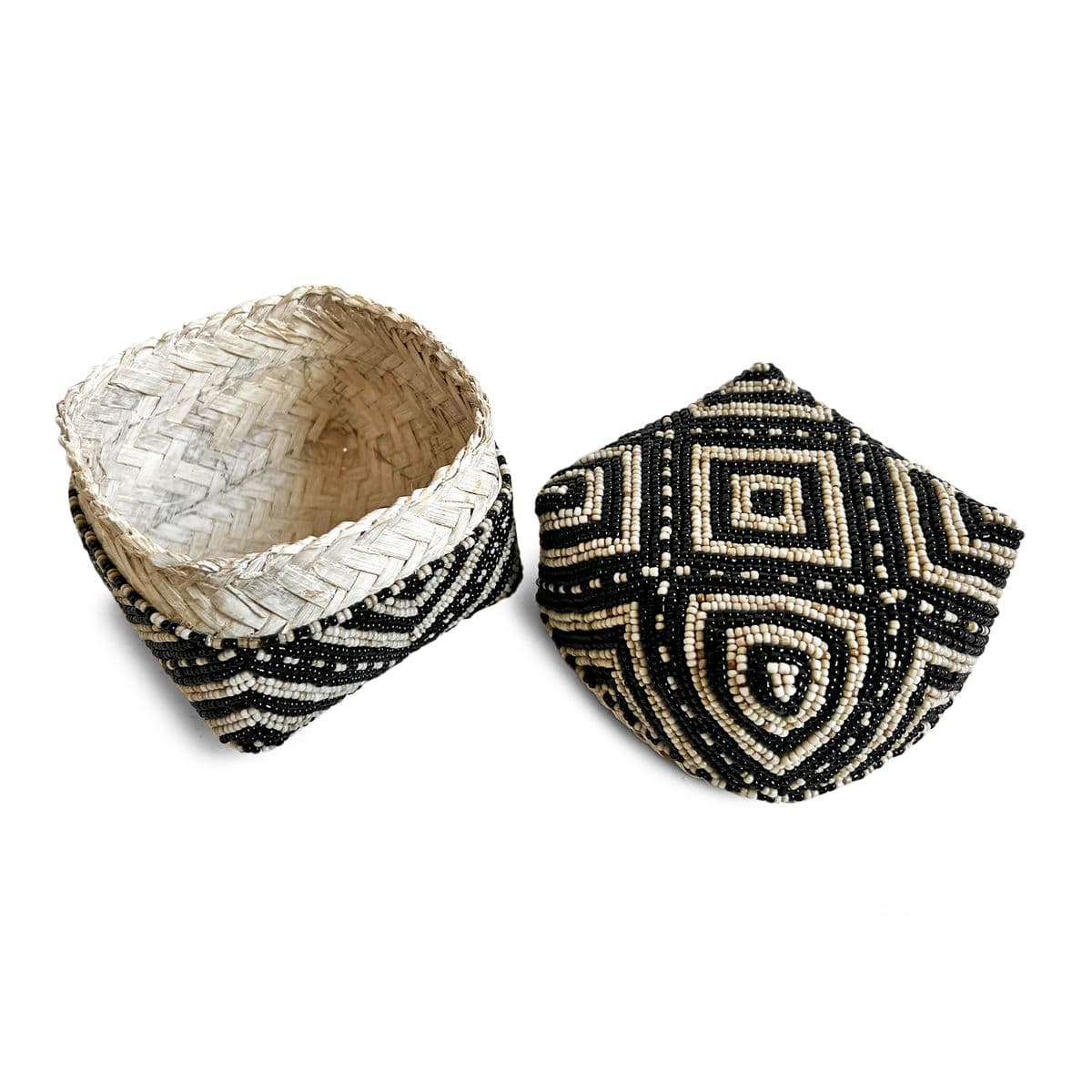 Bamboo Beaded Box Black & Tan X-Small - Thumbnail 5
