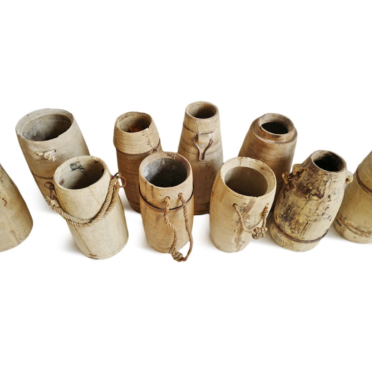 Old India Bleached Wood Milk Pot - Thumbnail 5