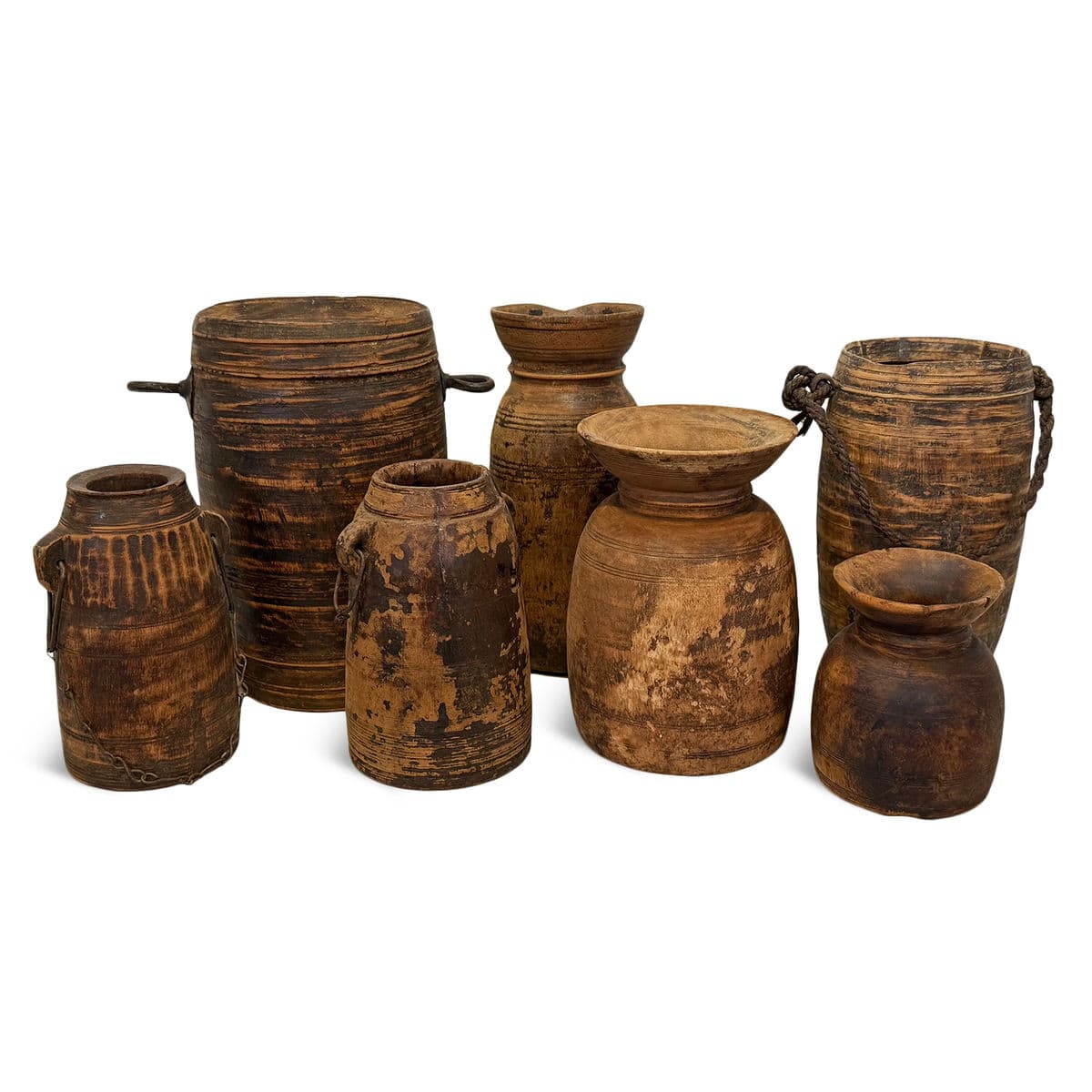 Vintage India Wood Water Pot - Thumbnail 5
