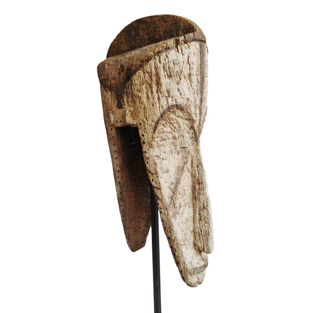 Large Old Rare Double Fang Mask on Stand - Thumbnail 5