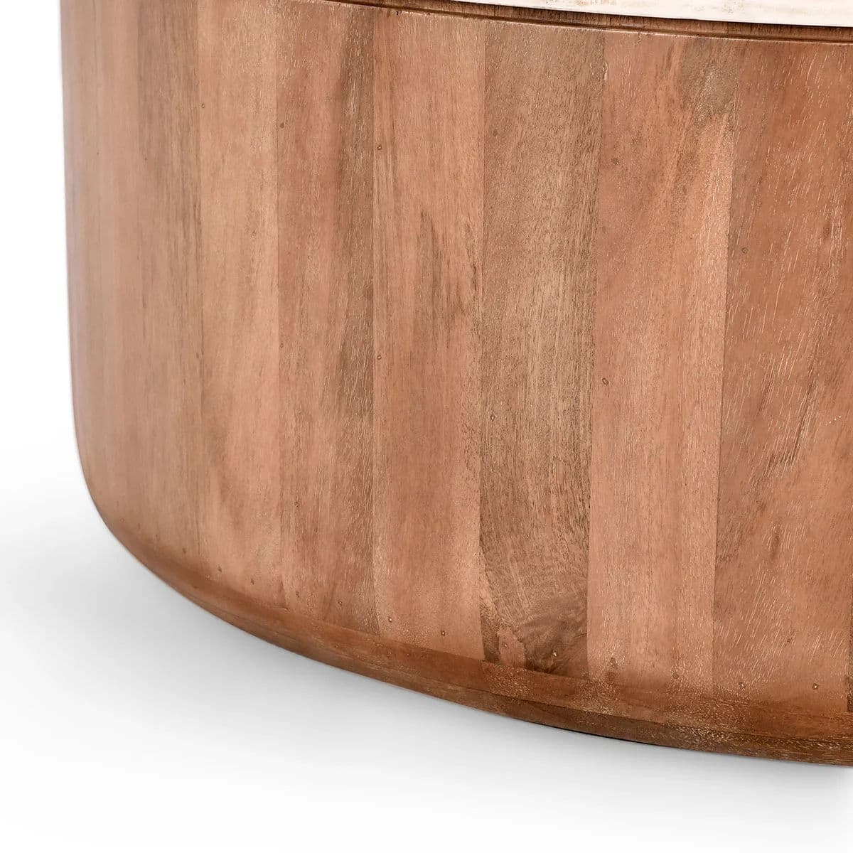 Sienna Round Wood & Marble Coffee Table - Thumbnail 5