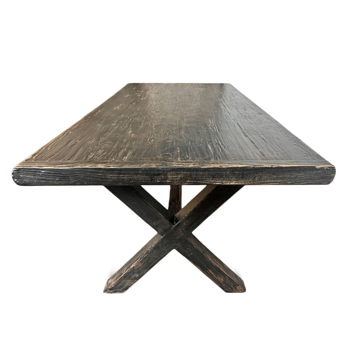 Black X Worn Elm Dining Table - Thumbnail 5