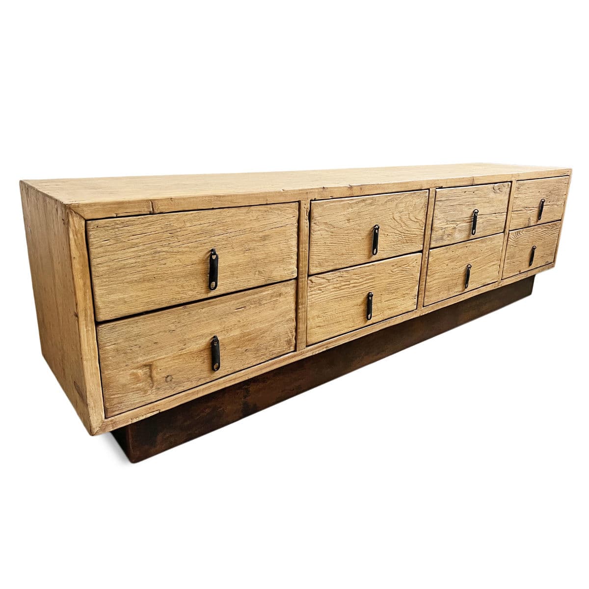 Low Vintage Pine & Iron Dresser Bench - Thumbnail 5