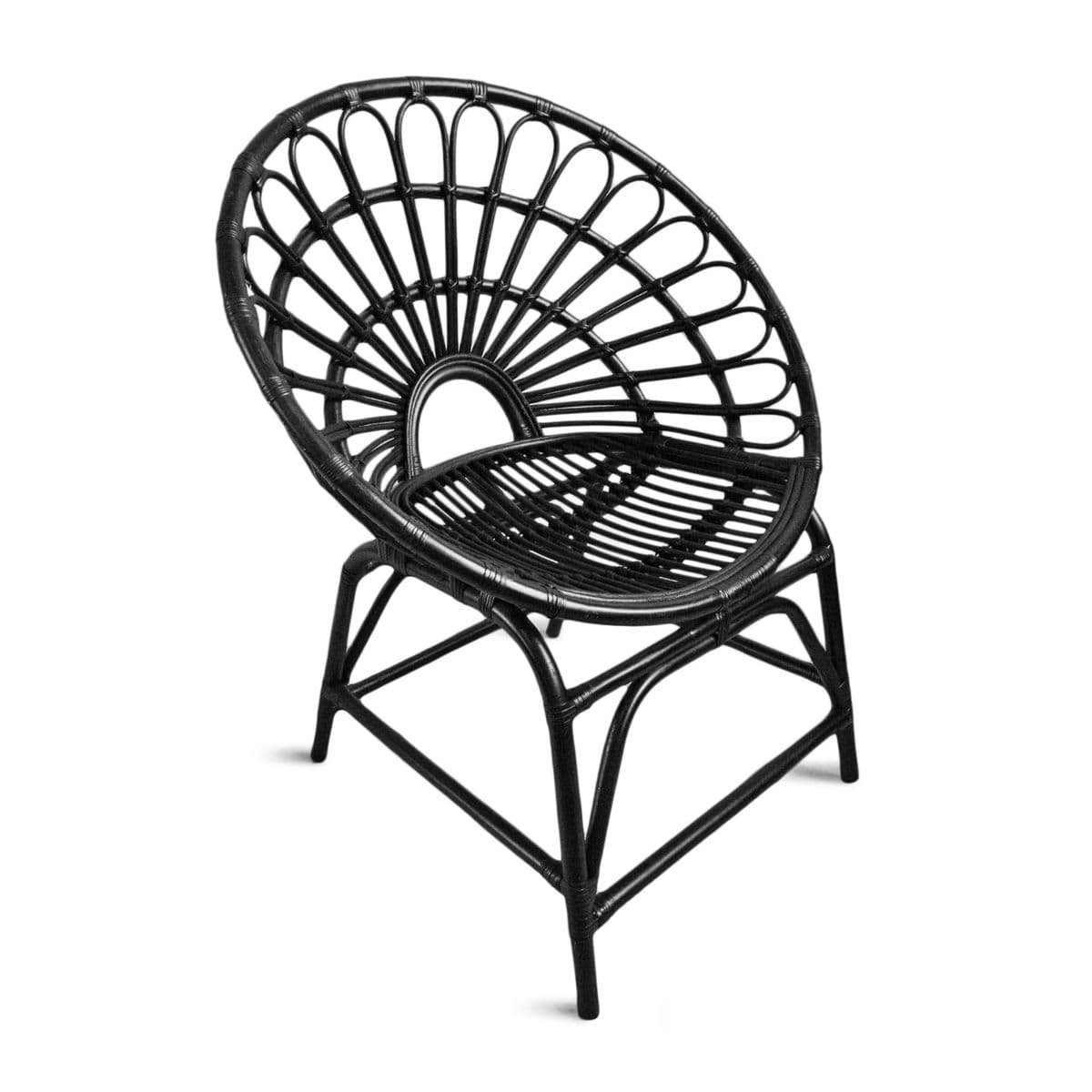 Black Bamboo Flower Ring Chair - Thumbnail 5