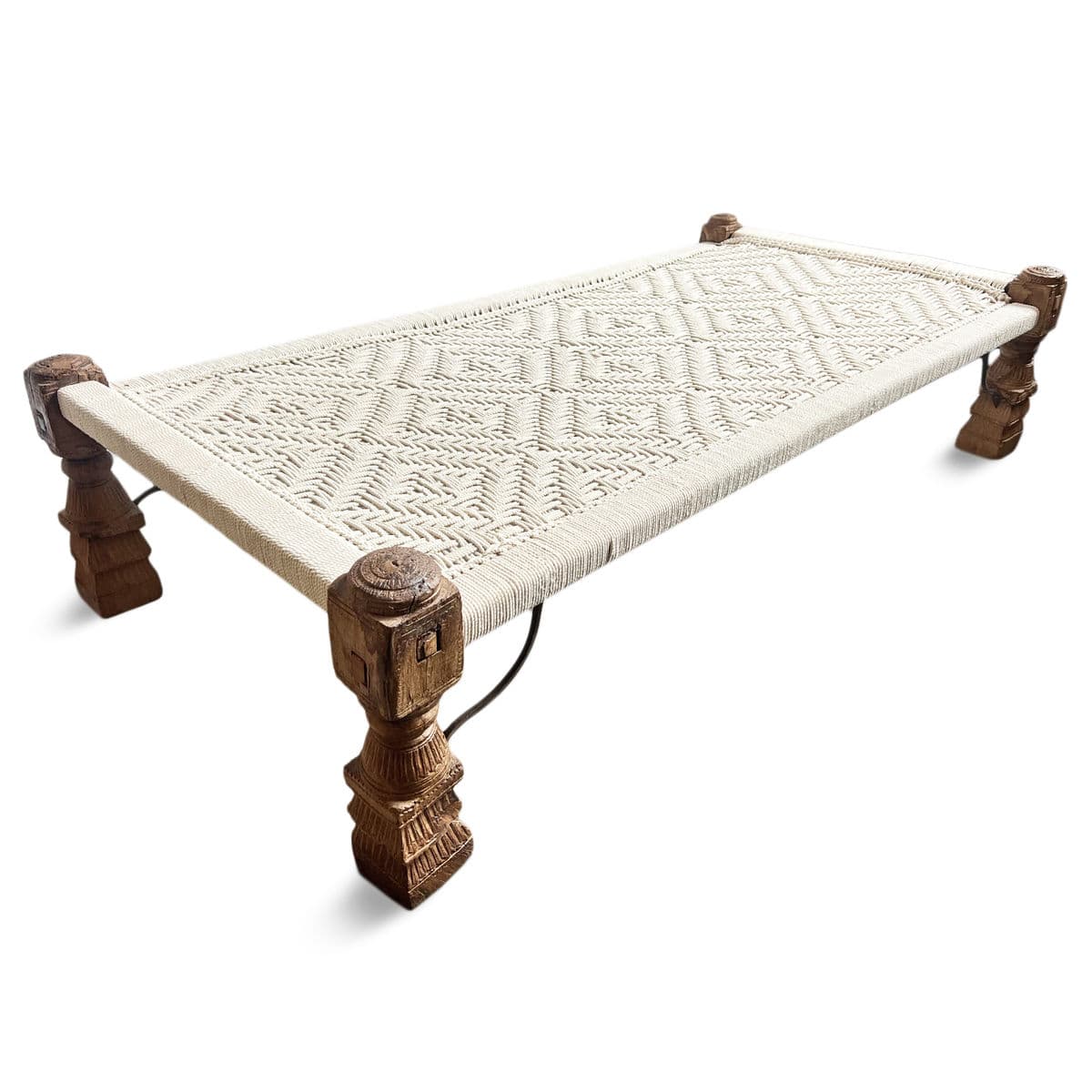 White Charpai Rope Bed - Thumbnail 5