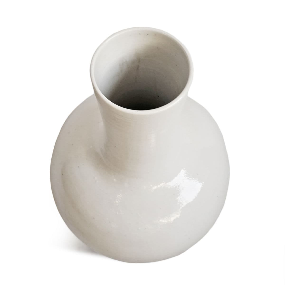 White Long Neck Ceramic Vase - Thumbnail 5