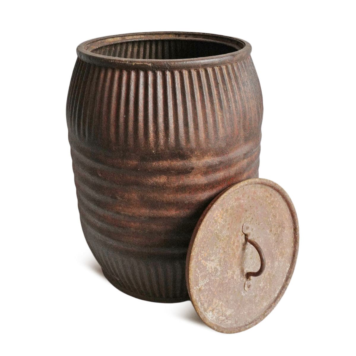 Vintage India Iron Grain Barrel - Thumbnail 5