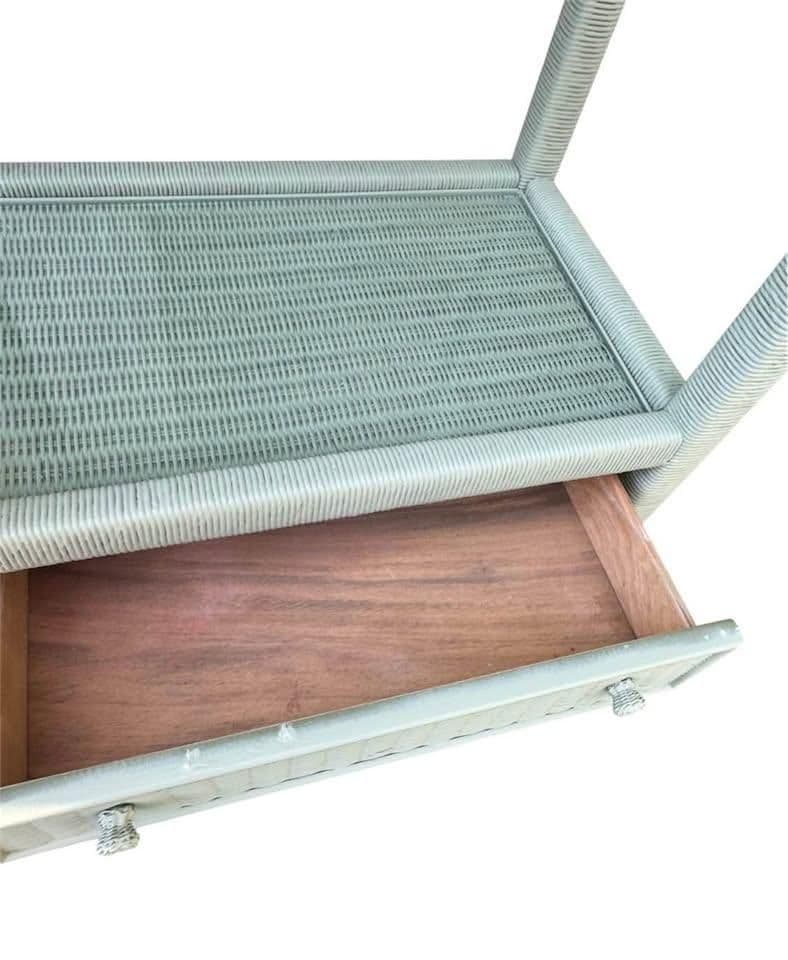 Henry Link Lexington Coastal Wicker Étagère 1980s - Newly Painted in Sage - Thumbnail 5