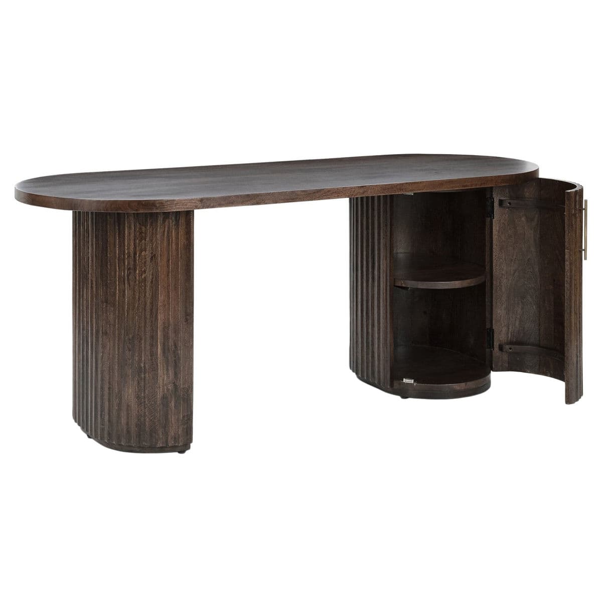 Brown Fluted Cabinet Base Desk - Thumbnail 5