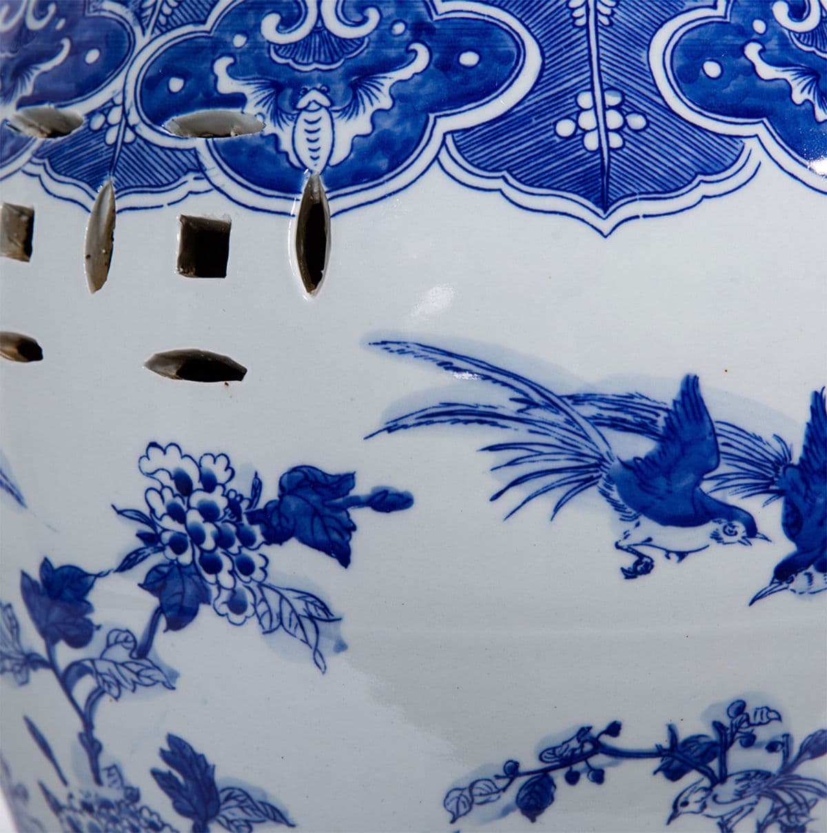 Blue & White Bird Garden Stool - Thumbnail 5