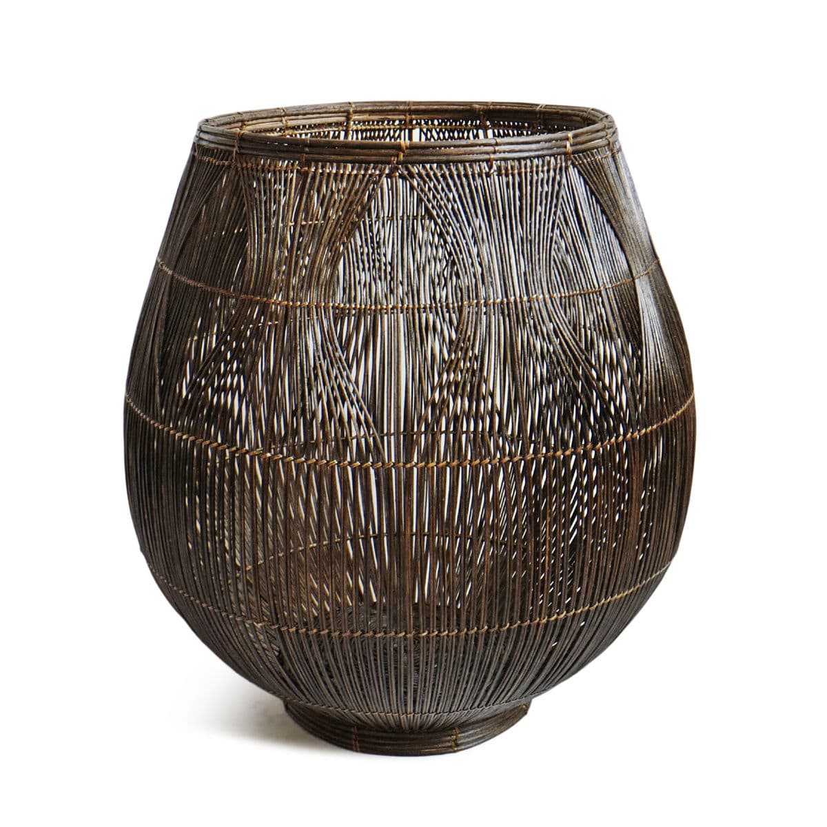 Large Coffee Stained Rattan Basket - Thumbnail 5