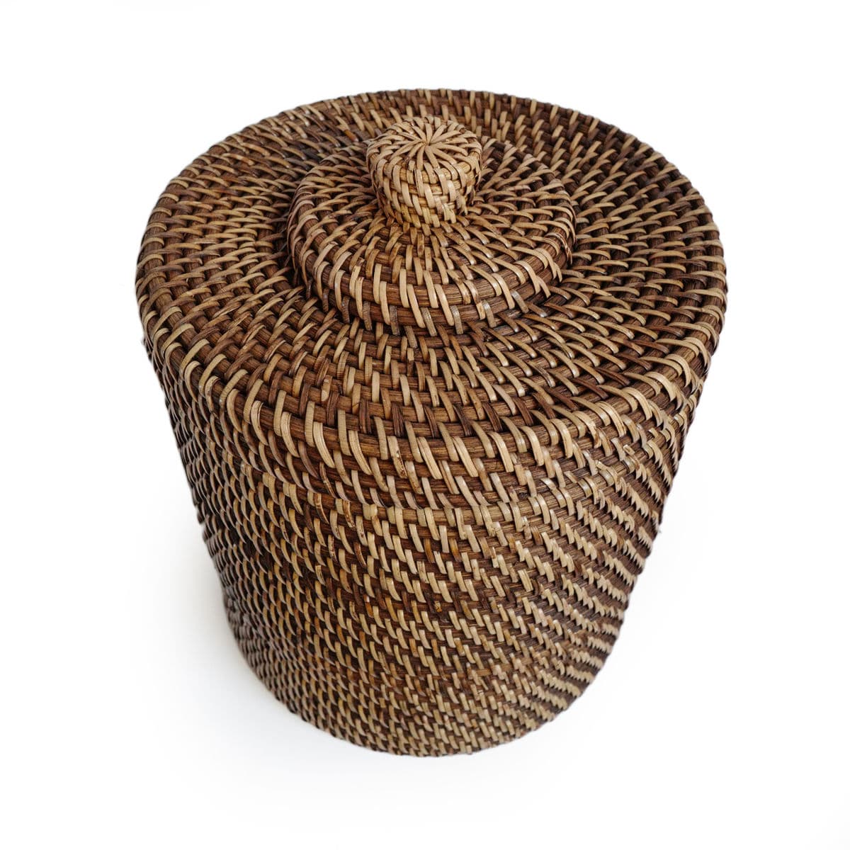 Tea Stain Rattan Basket w/Lid - Thumbnail 5