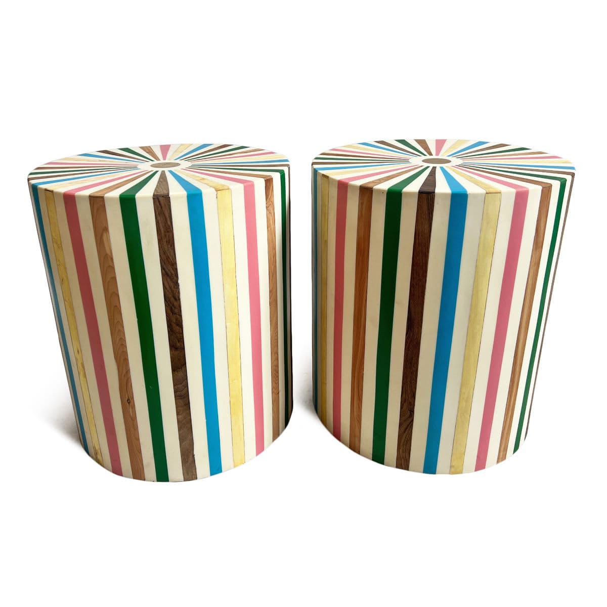 Retro Color Wheel Inlay Stool Table - Thumbnail 5