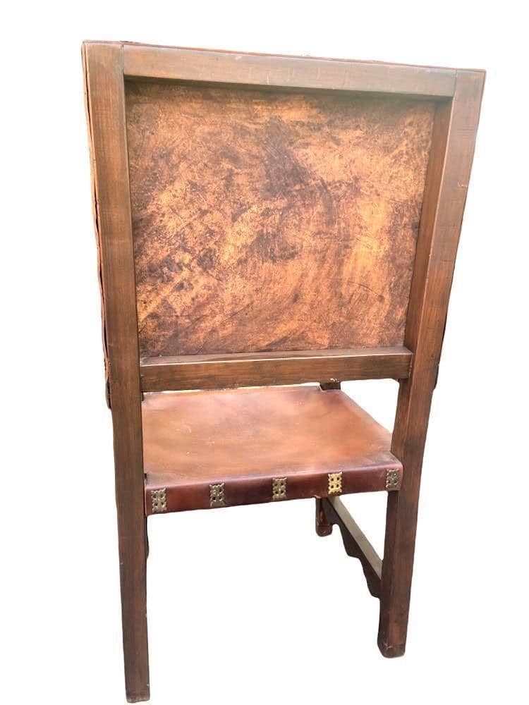 Artes De México Internacionales Throne Chair in Cognac Saddle Leather - Vintage 1960s - Thumbnail 5