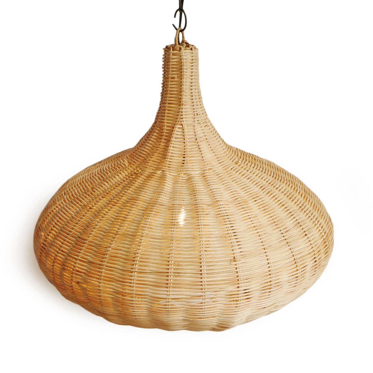 Raw Wicker Gourd Drop Pendant Medium - Thumbnail 5