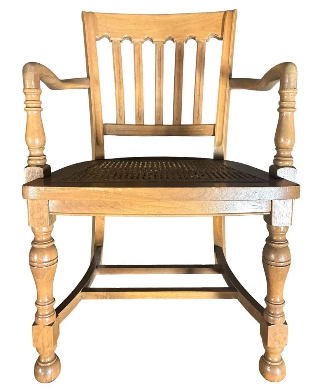 Cerused Walnut and Cane Chairs in a Mid 20th Century Spanish Style - a Pair - Thumbnail 5