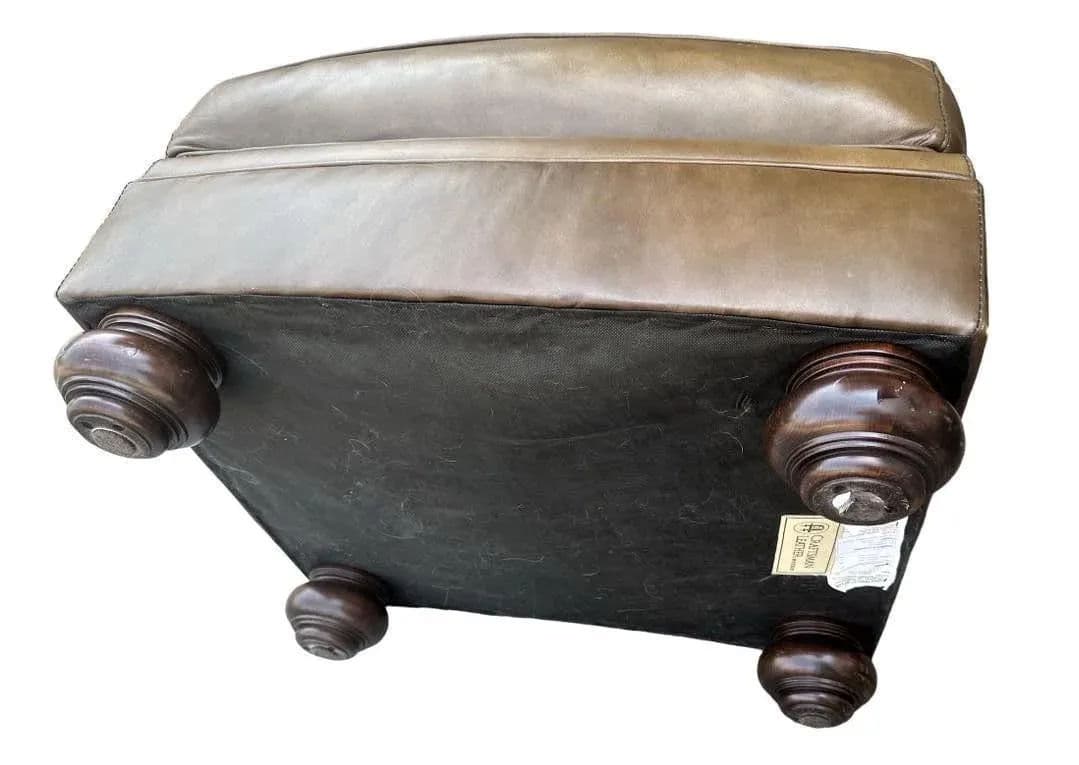 Early 21st Century Stickley Leather Wing Chair and Ottoman Set - Thumbnail 5