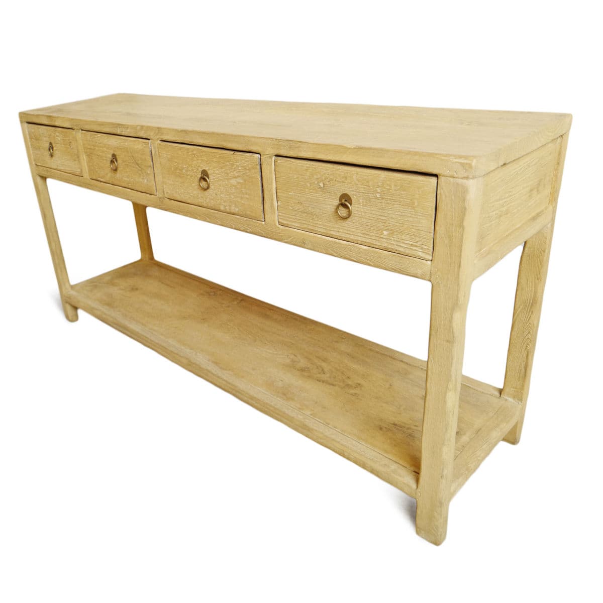 Simple 4 Drawer Blonde Elm Console - Thumbnail 5