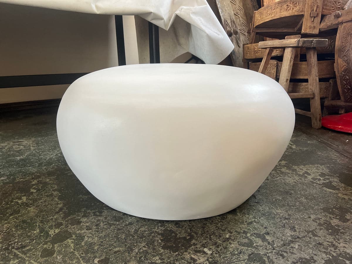 White Cement Rock Table / Stool - Thumbnail 5