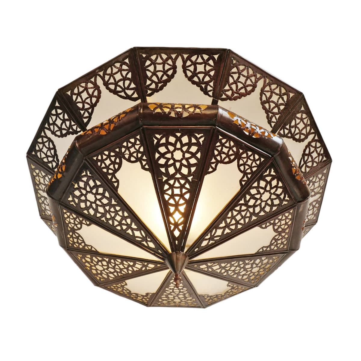 Moroccan Metal Frosted Dish Lantern Small - Thumbnail 5