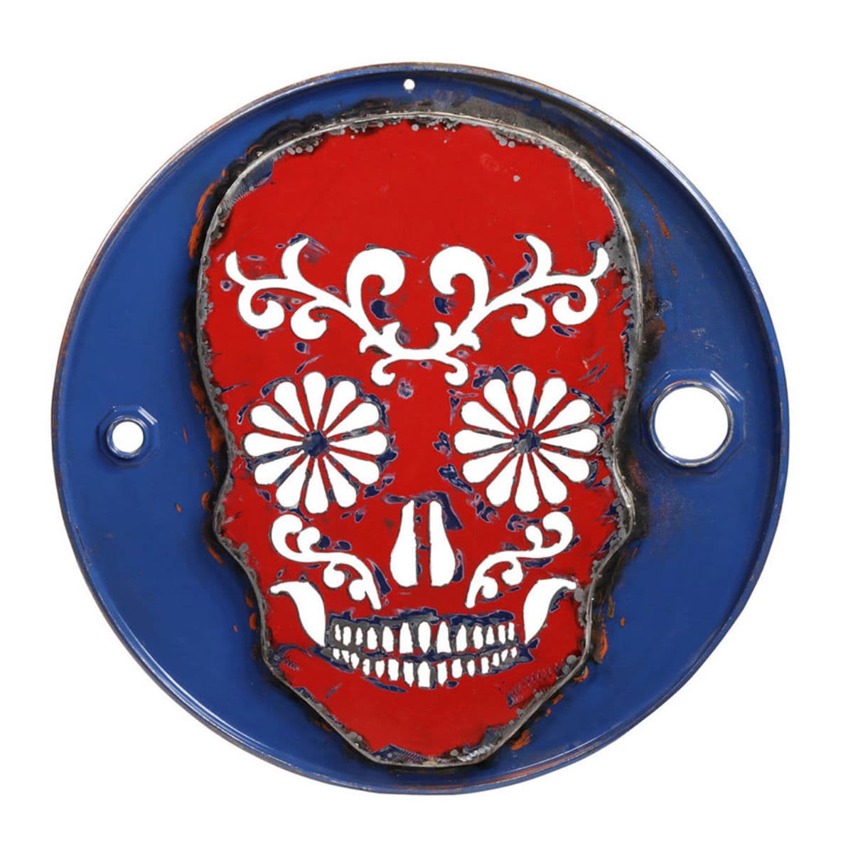 Industrial Pop Art Iron Skull Red & Blue - Thumbnail 5