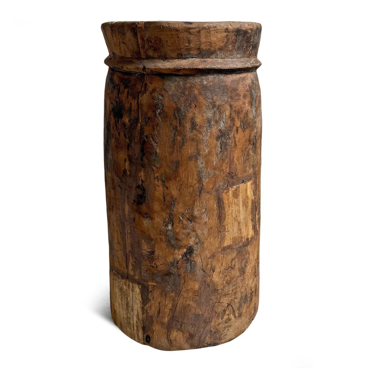 Antique India Wood Butter Pot - Thumbnail 5