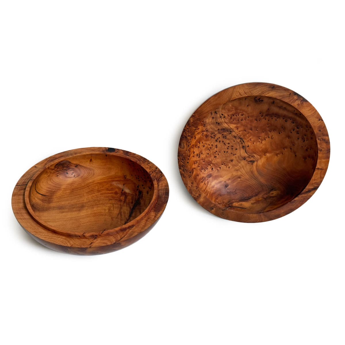Vintage Inlay Burl Cedar Wood Bowl - Thumbnail 5