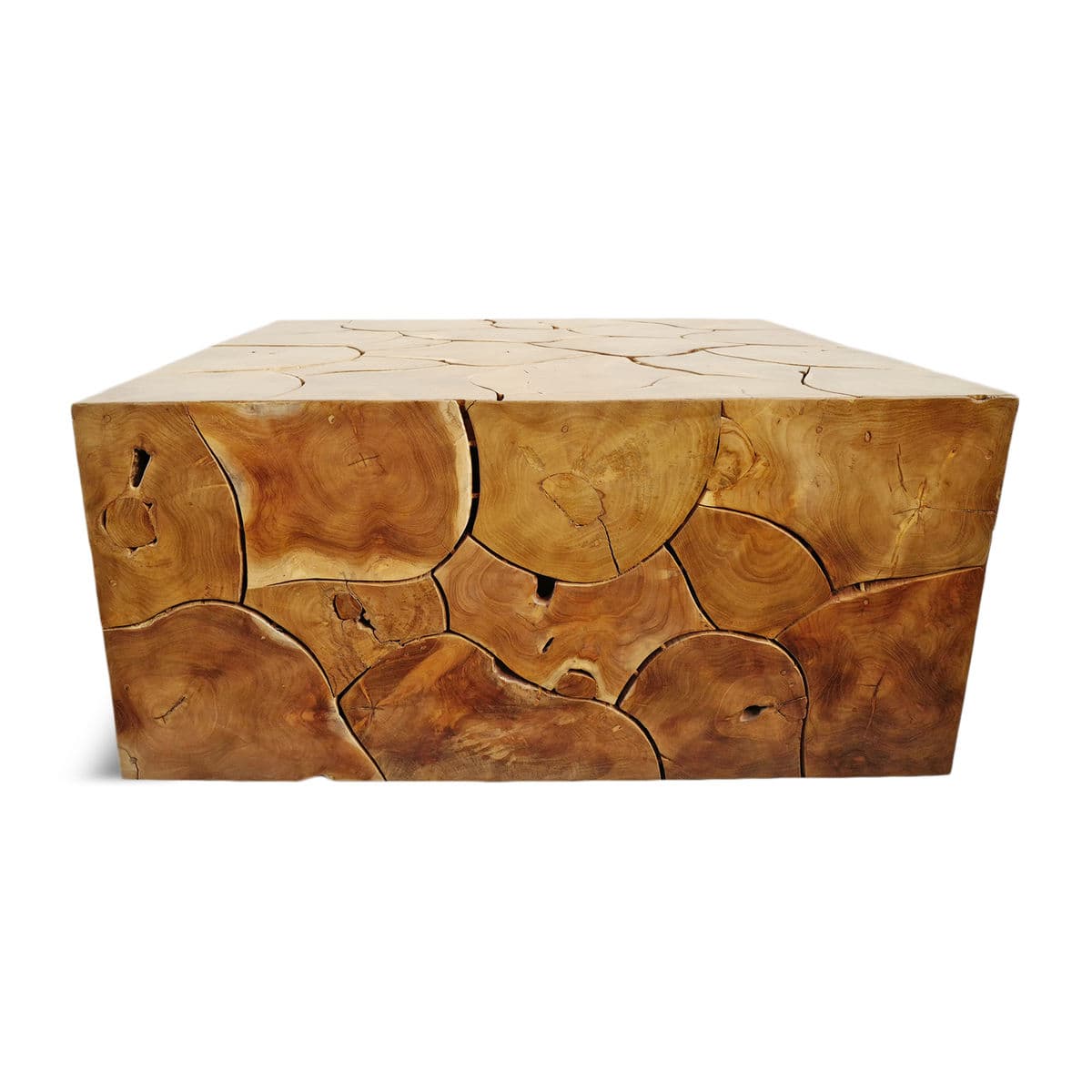 Organic Square Teak Root Coffee Table - Thumbnail 5
