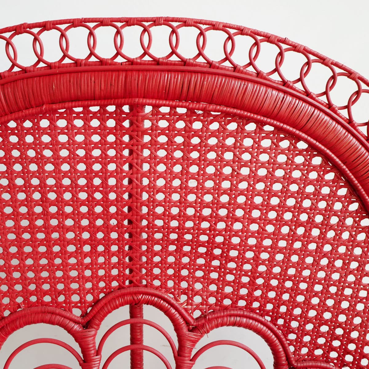 Red Peacock Cane Back Fan Chair - Thumbnail 5