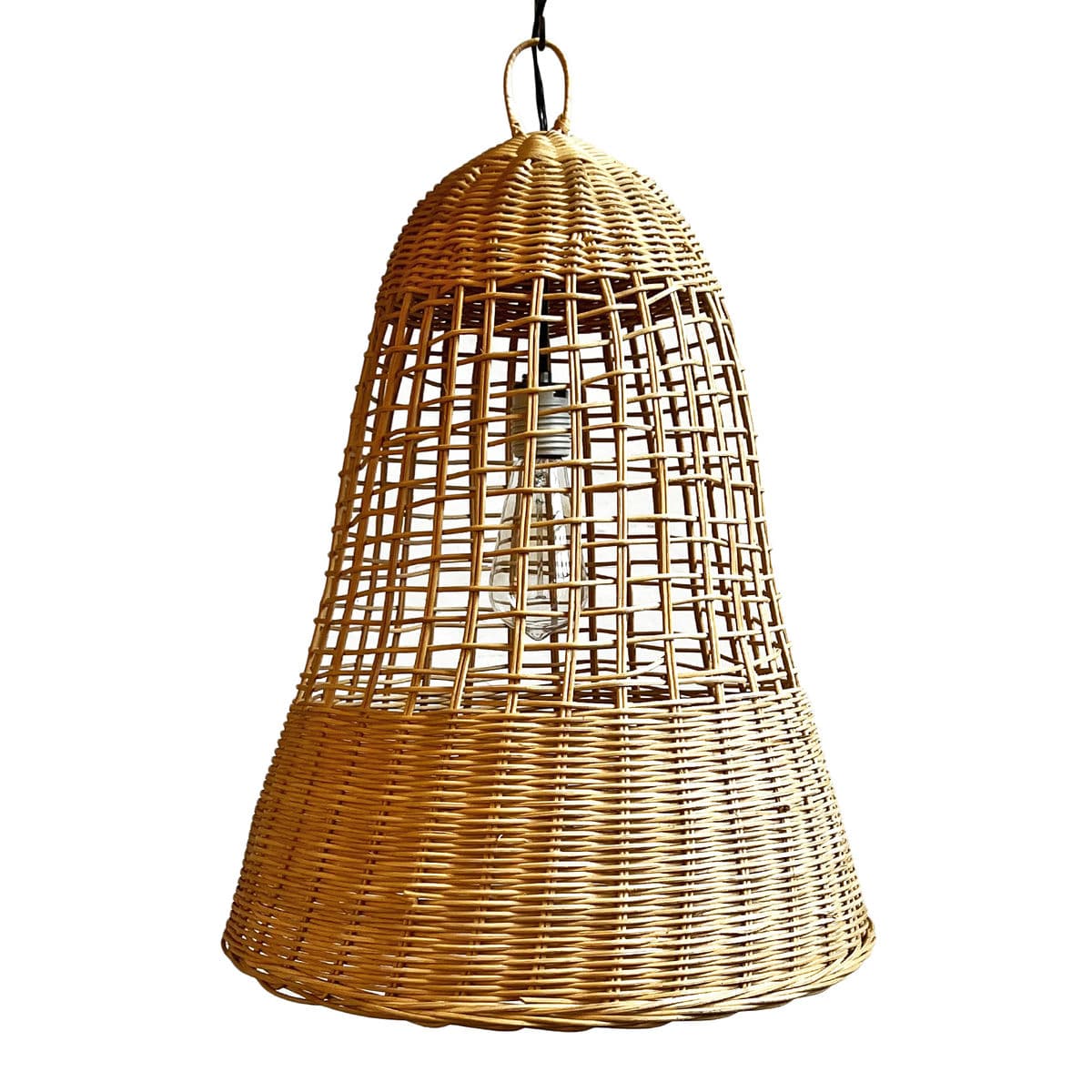 Natural Banded Wicker Bell Pendant Light - Thumbnail 5