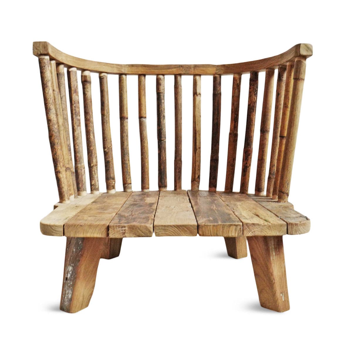 Salvaged Teak & Bamboo Outdoor Club Chair - Thumbnail 5