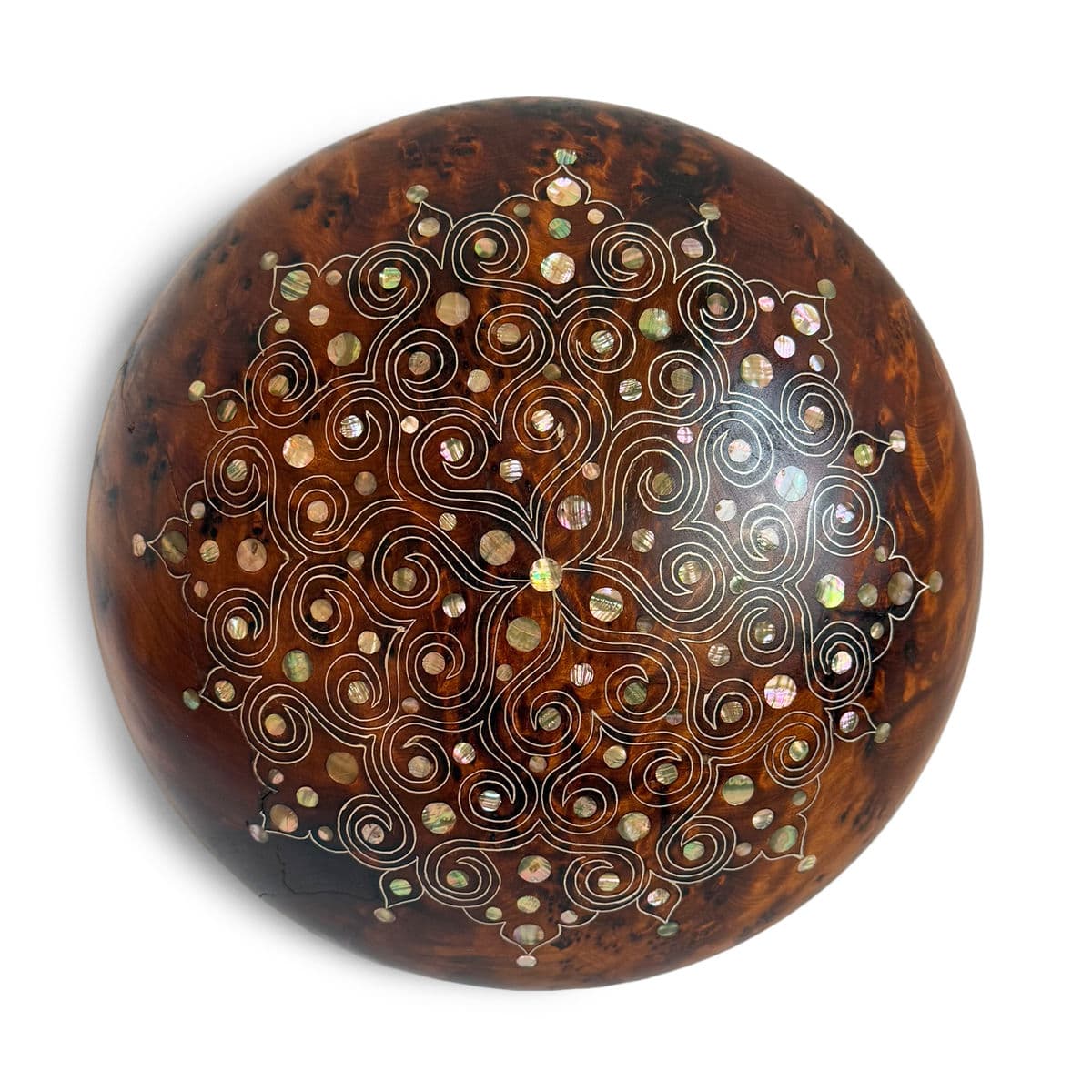Vintage Inlay Burl Cedar Wood Bowl - Thumbnail 5