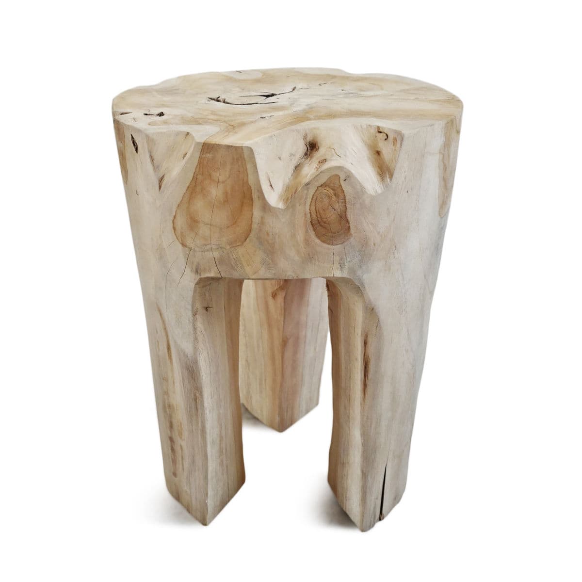Organic Raw 3 Leg Teak Stool - Thumbnail 5