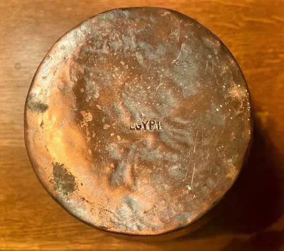 Vintage Egyptian Hammered Copper Wide Mouth Vase - Mid 20th Century - Thumbnail 5