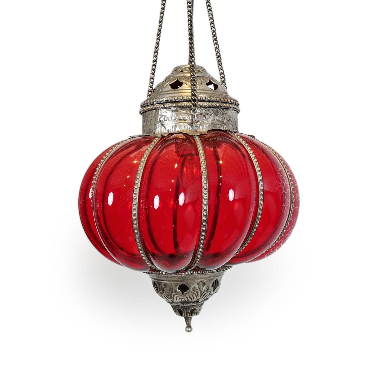 Vintage Red Pumpkin Lantern Large - Thumbnail 5