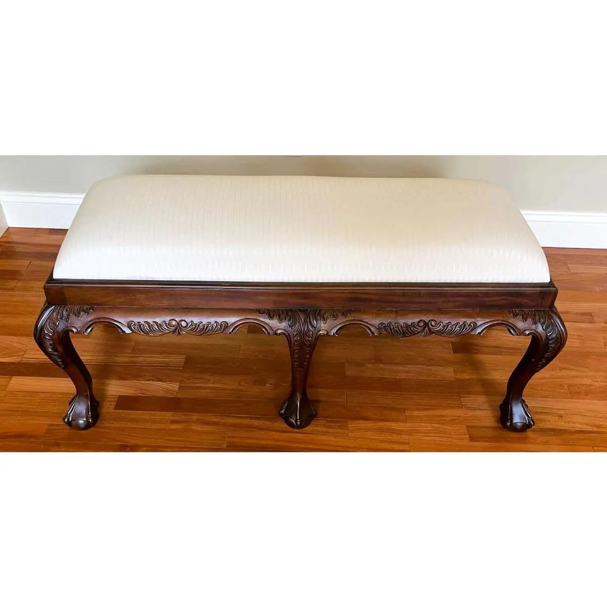 Mahogany Clawfoot Bench by Georgian Furnishings Co. Of New Orleans - Vintage Late 20th Century - Thumbnail 5
