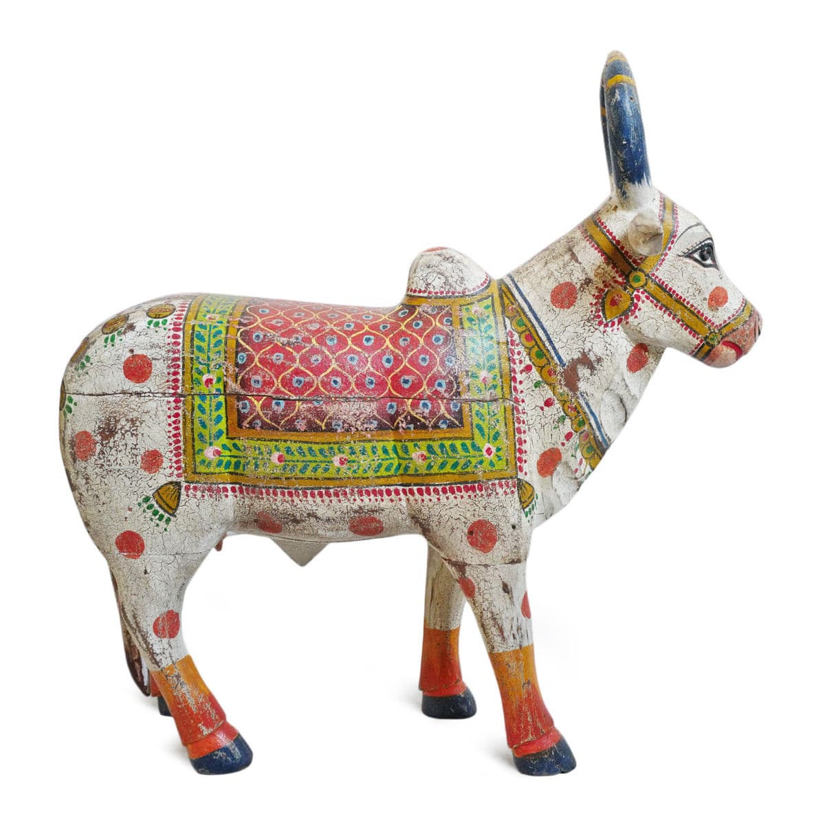 Vintage Wood Painted Brahma Cow - Thumbnail 5
