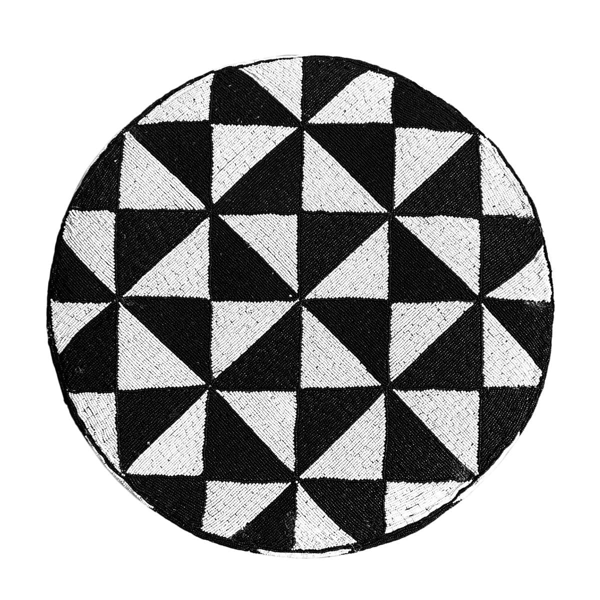 Black & White Yoruba Beaded Stool Table Small - Thumbnail 5